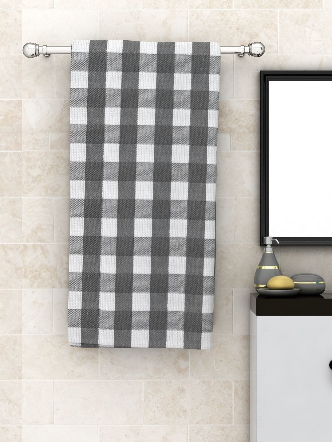 

Aura White & Grey 2 Pieces Striped High Absorbent Cotton 210 GSM Bath Towels