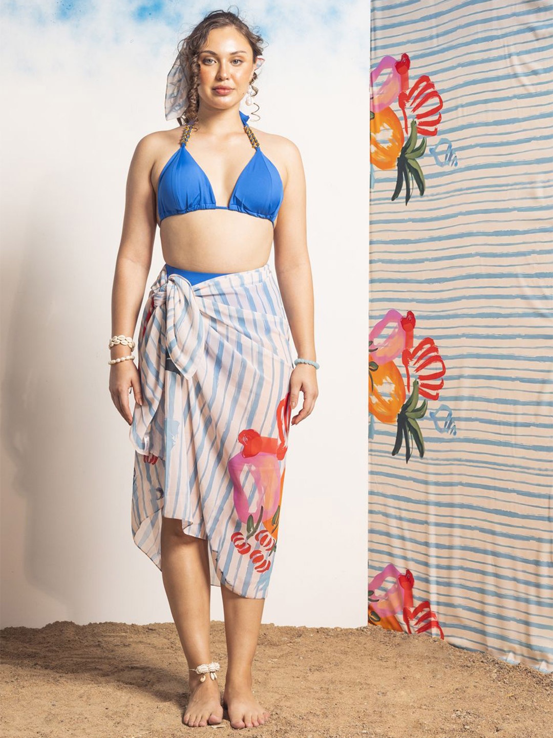 

EROTISSCH Women Solid Three Piece Swim Set, Blue