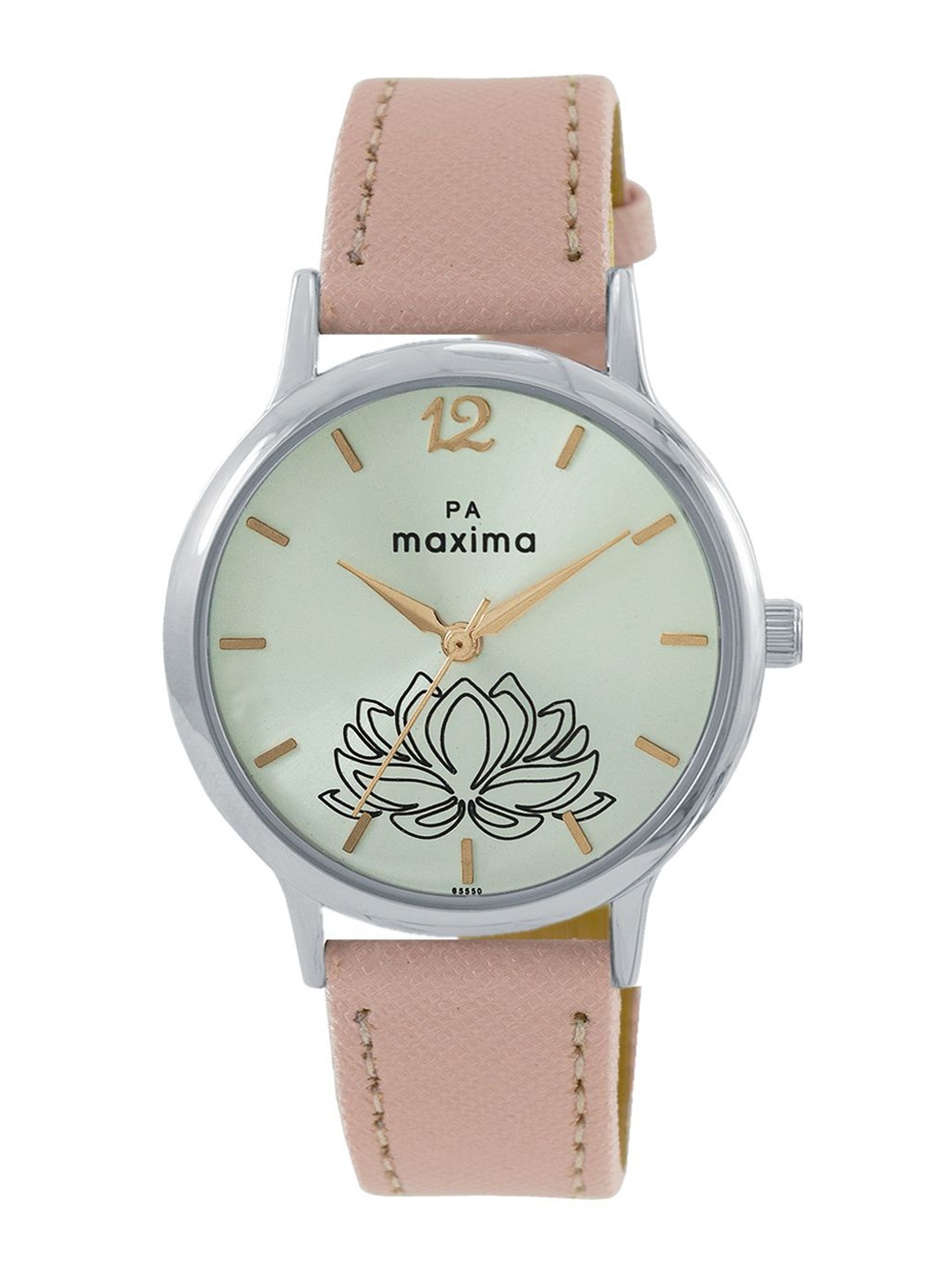 

maxima Women Printed Dial & Leather Straps Analogue Watch 65550LMLI, Silver
