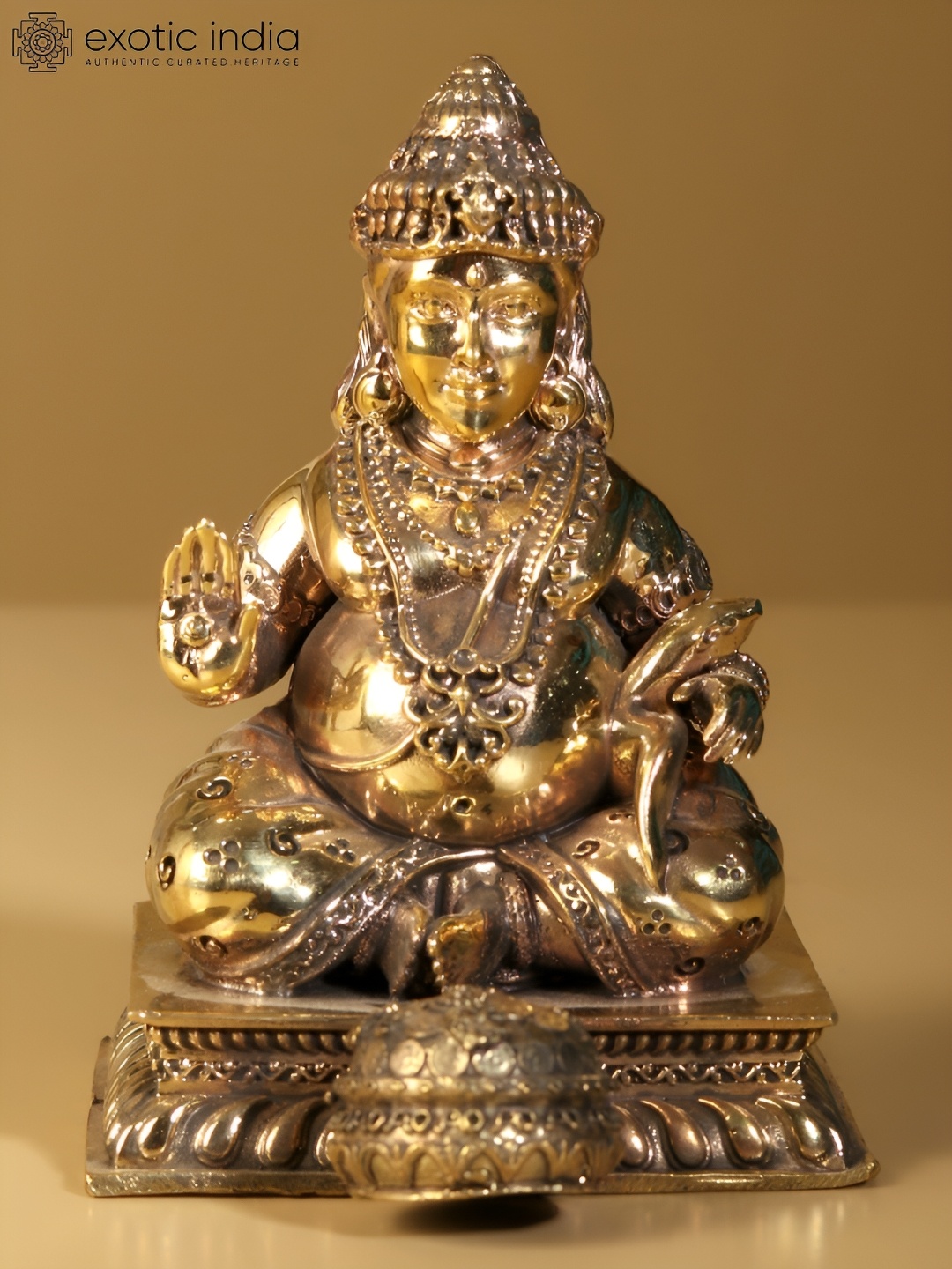 

Exotic India Gold Toned Religious Lord Kubera Idol Showpiece