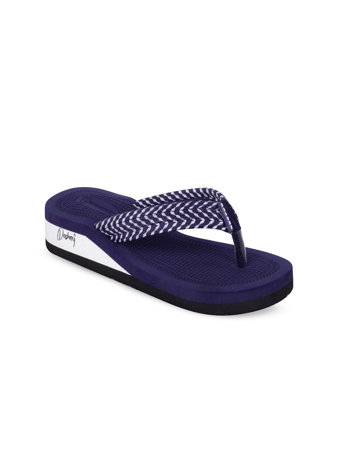 

DASHNY Women Rubber Thong Flip-Flops, Navy blue