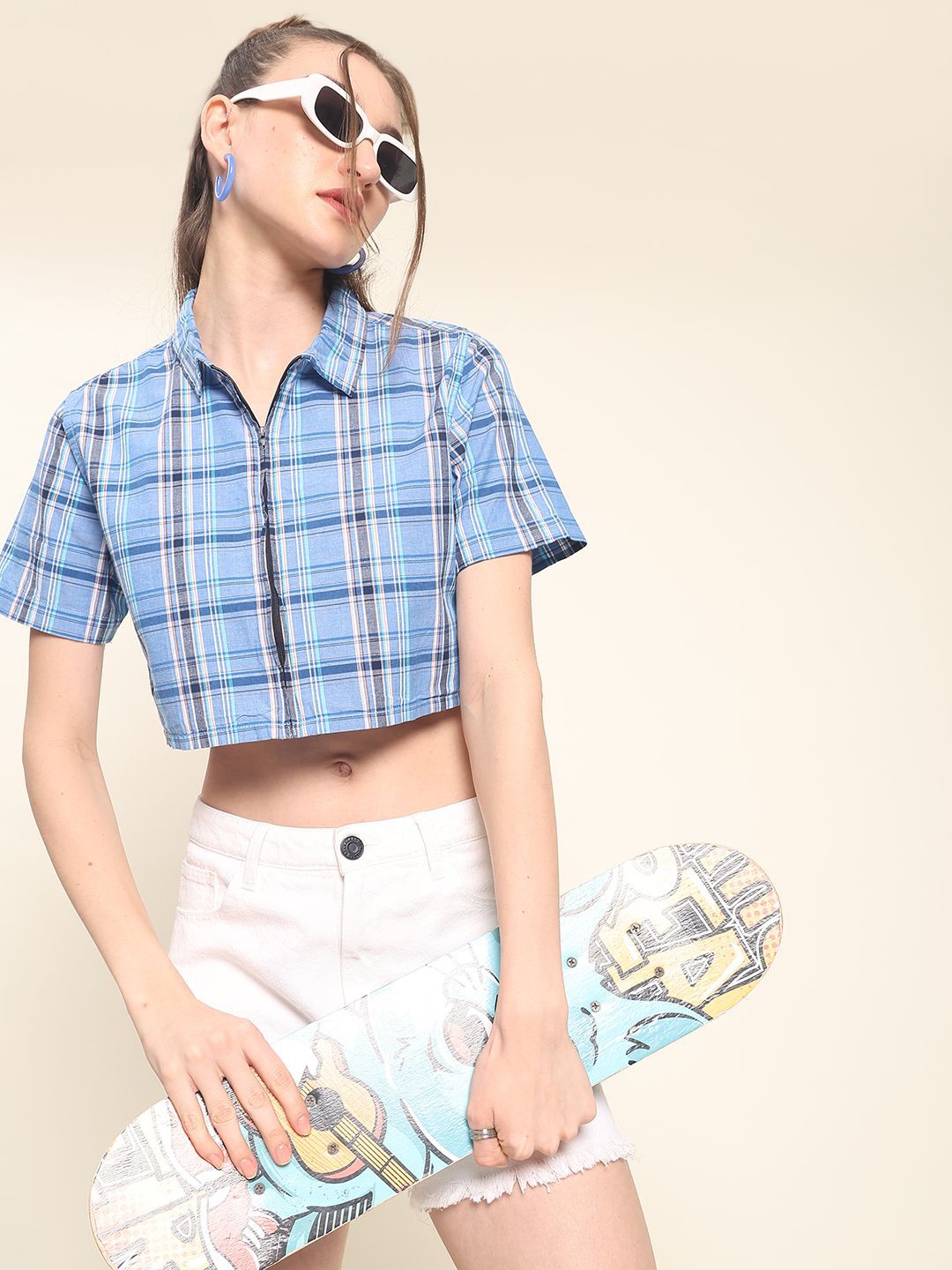

The Roadster Lifestyle Co. Women Checked Cotton Casual Shirt, Blue