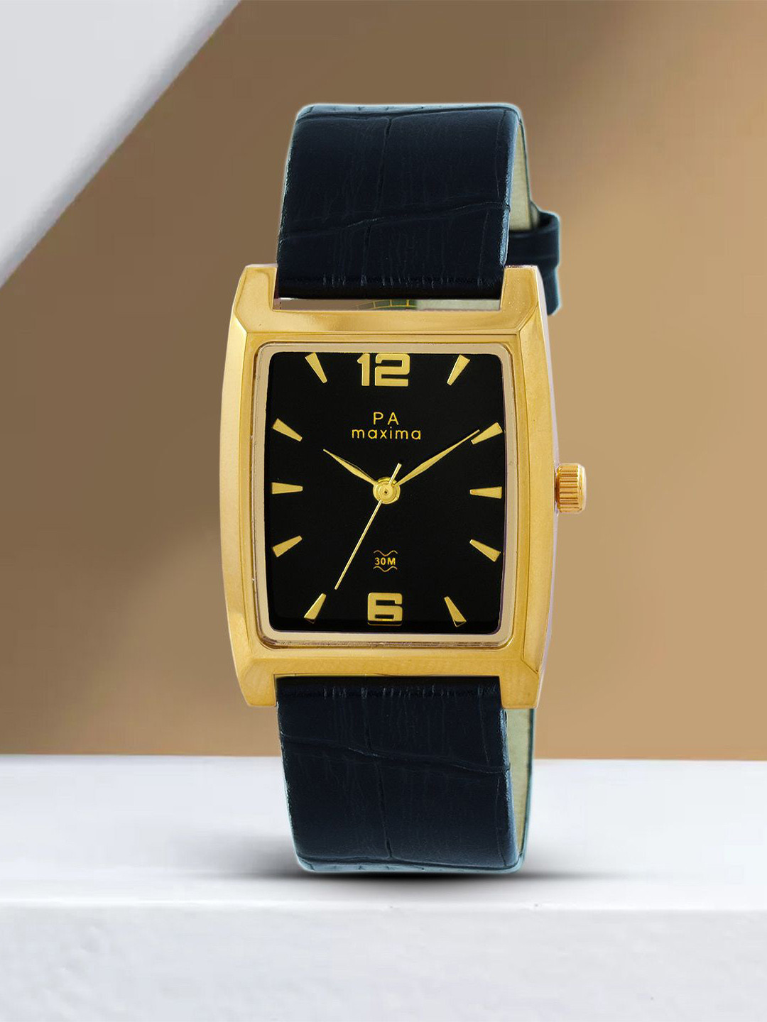 

maxima Men Dial & Leather Straps Analogue Watch 60115LMGY, Black
