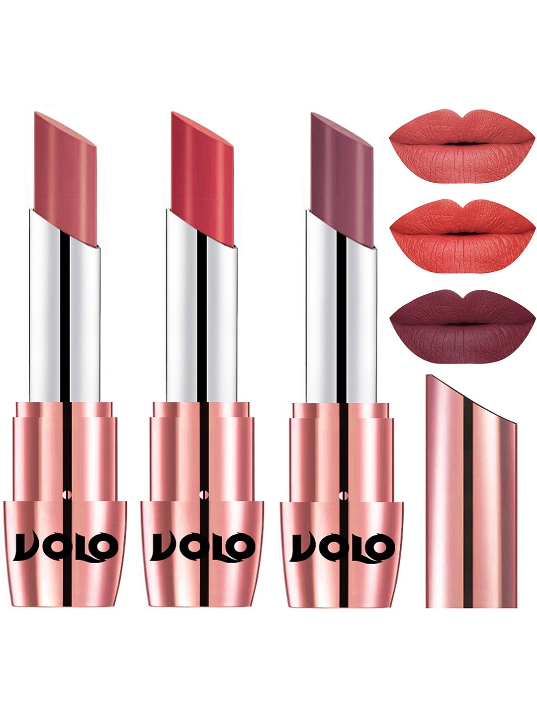 

VOLO Set Of 3 Creme Matte Lipstick - 3.5g Each - 632-633-636, Multi