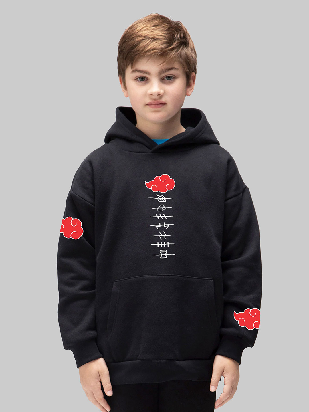 

BAESD Boys Graphic Printed Hooded Sweatshirt, Black