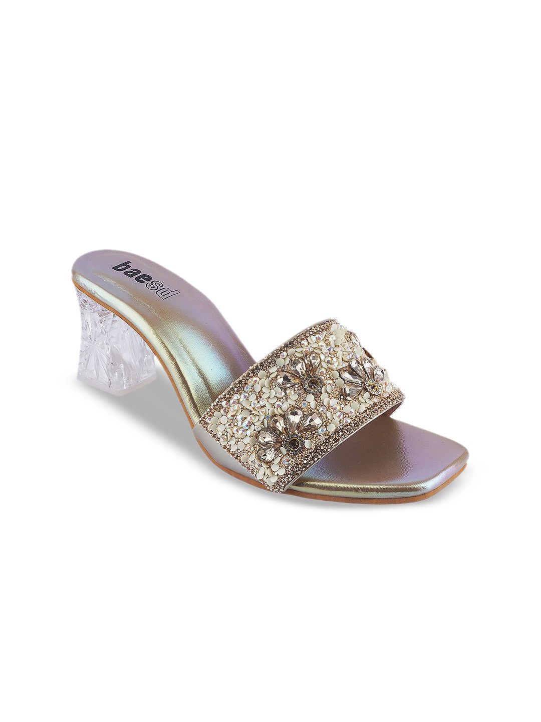 

BAESD Embellished Party Block Heel Sandals, Gold