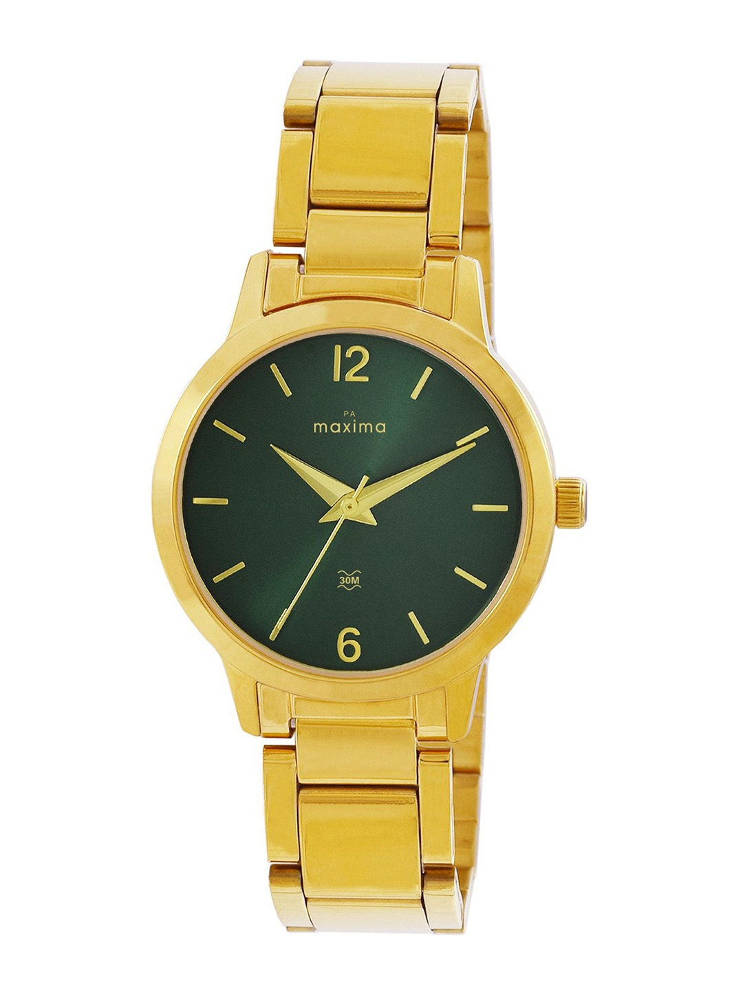 

maxima Women Embellished Dial & Stainless Steel Straps Analogue Watch 68532CMLY, Green