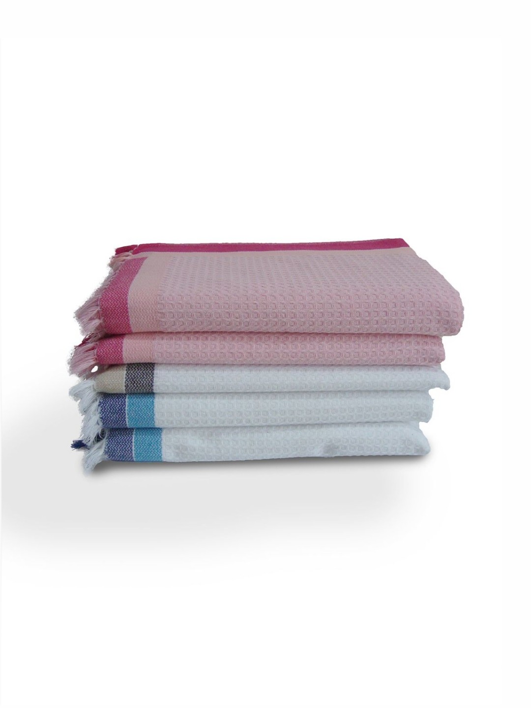 

Aura Pink & White 5 Pieces Cotton 210 GSM Bath Towels