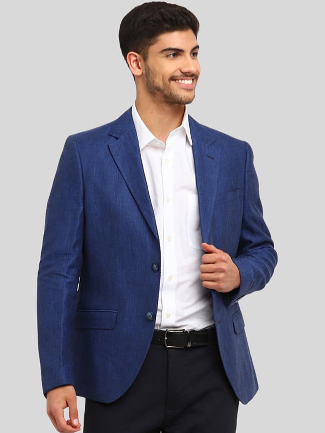 

Givo Notched Lapel Single-Breasted Formal Blazer, Blue