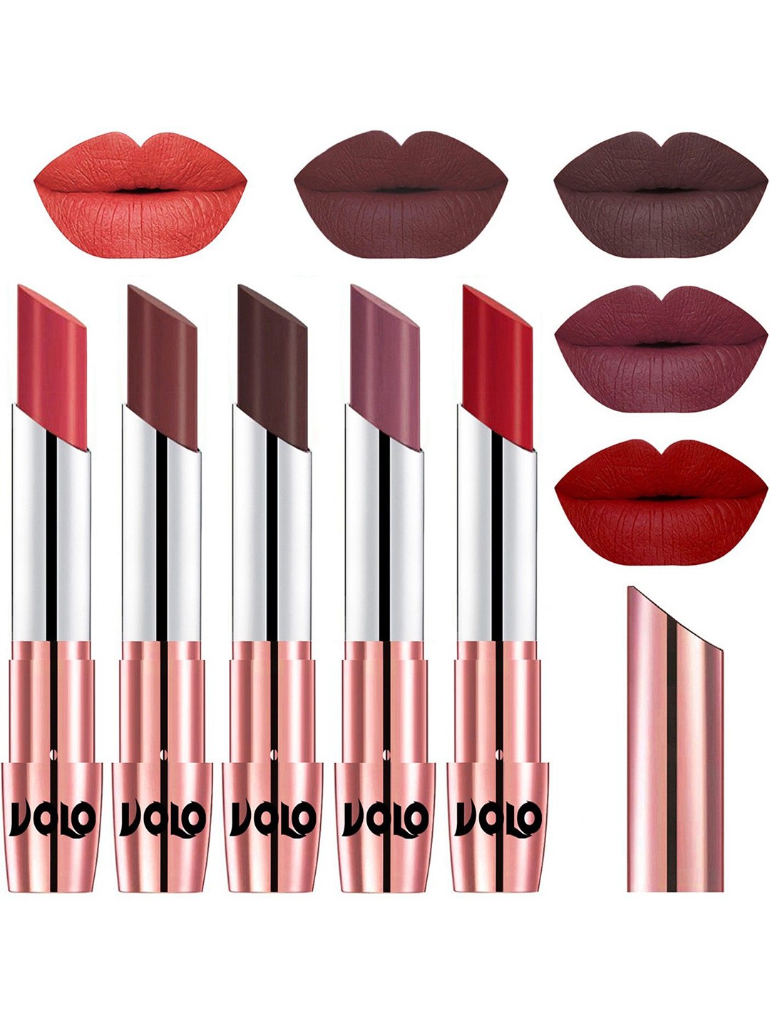 

VOLO Set Of 5 Creme Matte Lipstick - 3.5g Each - 33-34-35-36-40, Multi