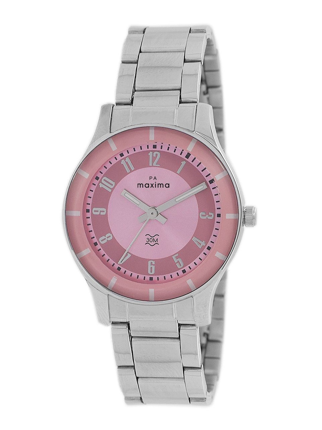 

maxima Women Embellished Dial & Stainless Steel Straps Analogue Watch 47764CMLI, Pink