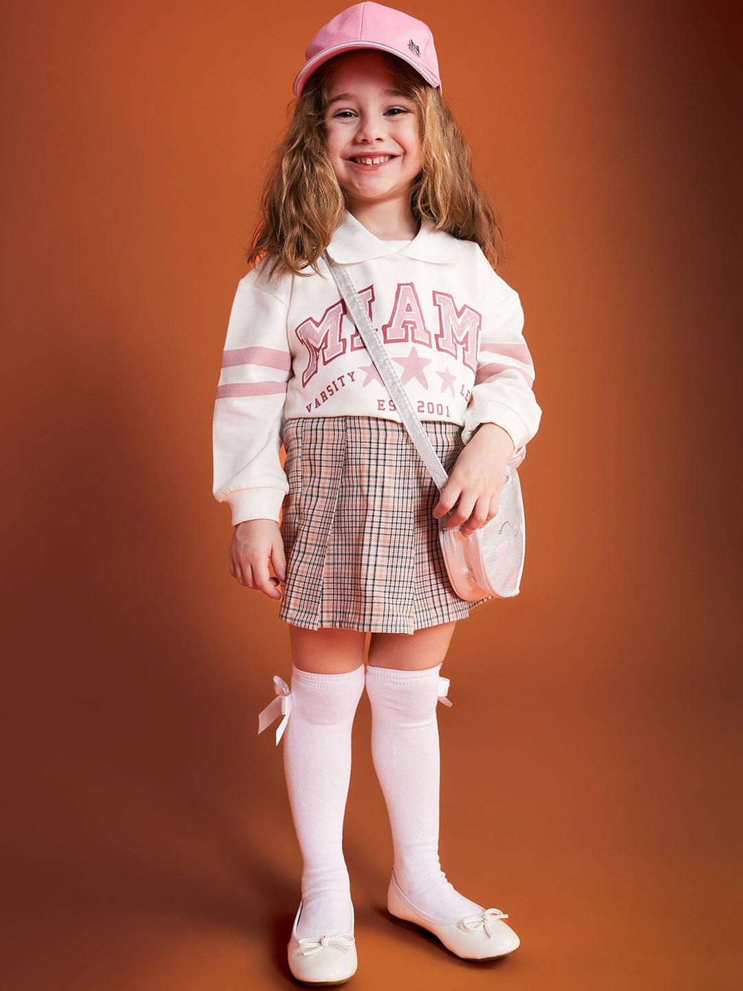 

DeFacto Girls Checked Flared Above Knee Skirts, Pink