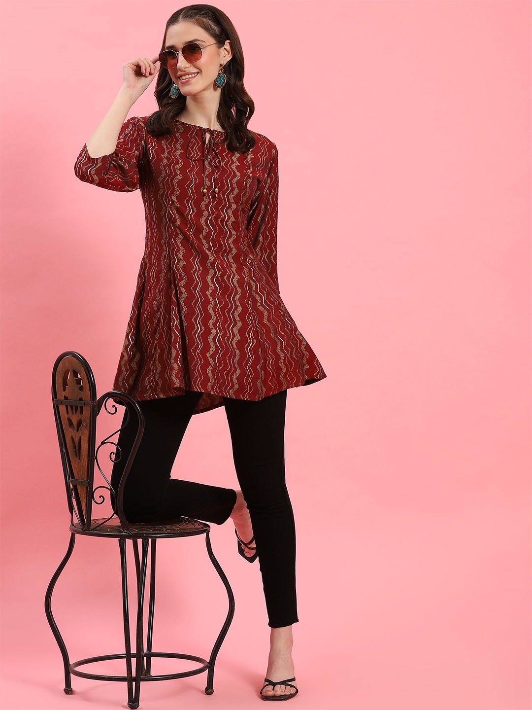 

Shree Liva Striped Tunic, Maroon