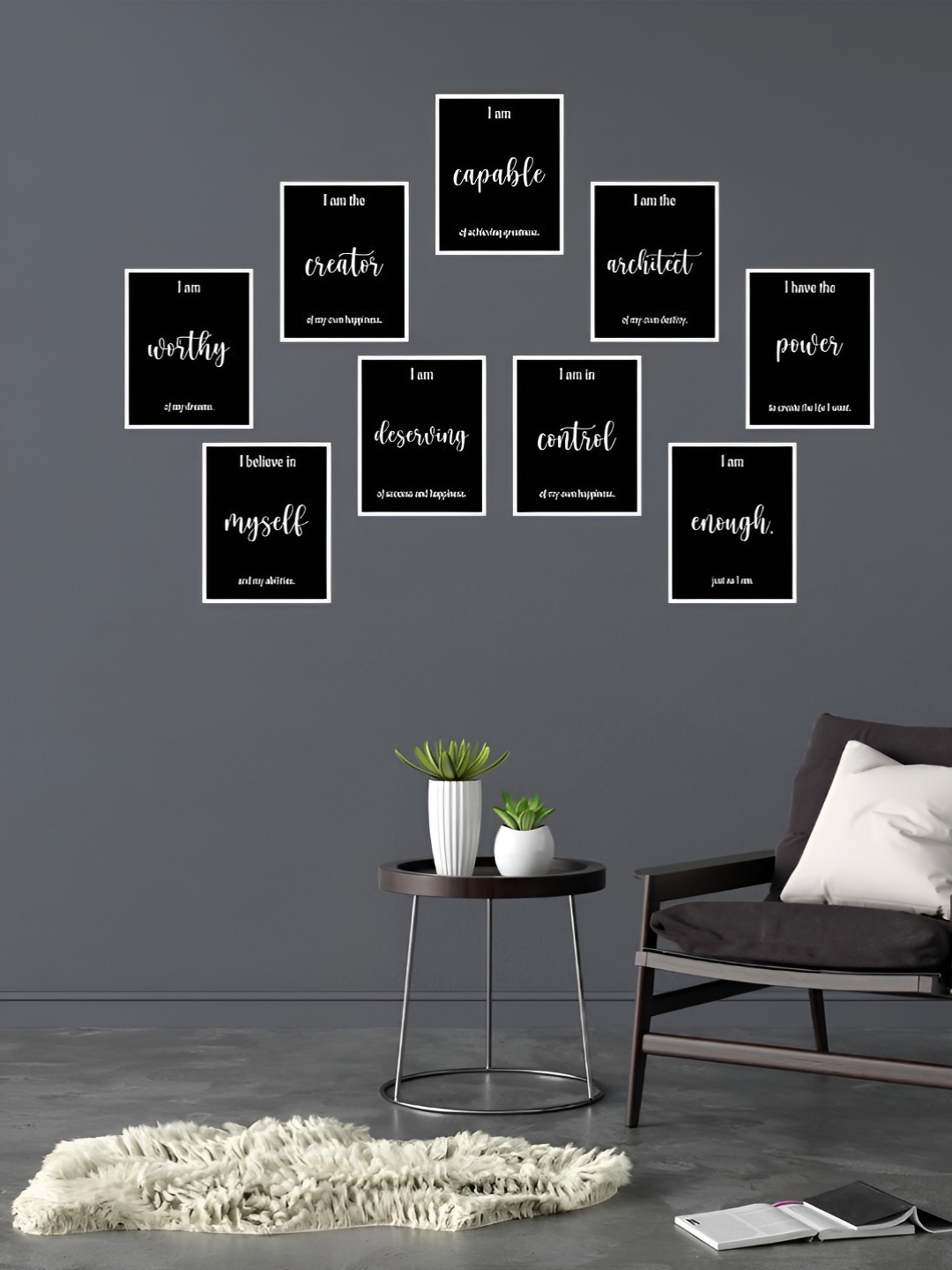 

CVANU Black & White 9 Pieces Printed Wall Decals and Stickers