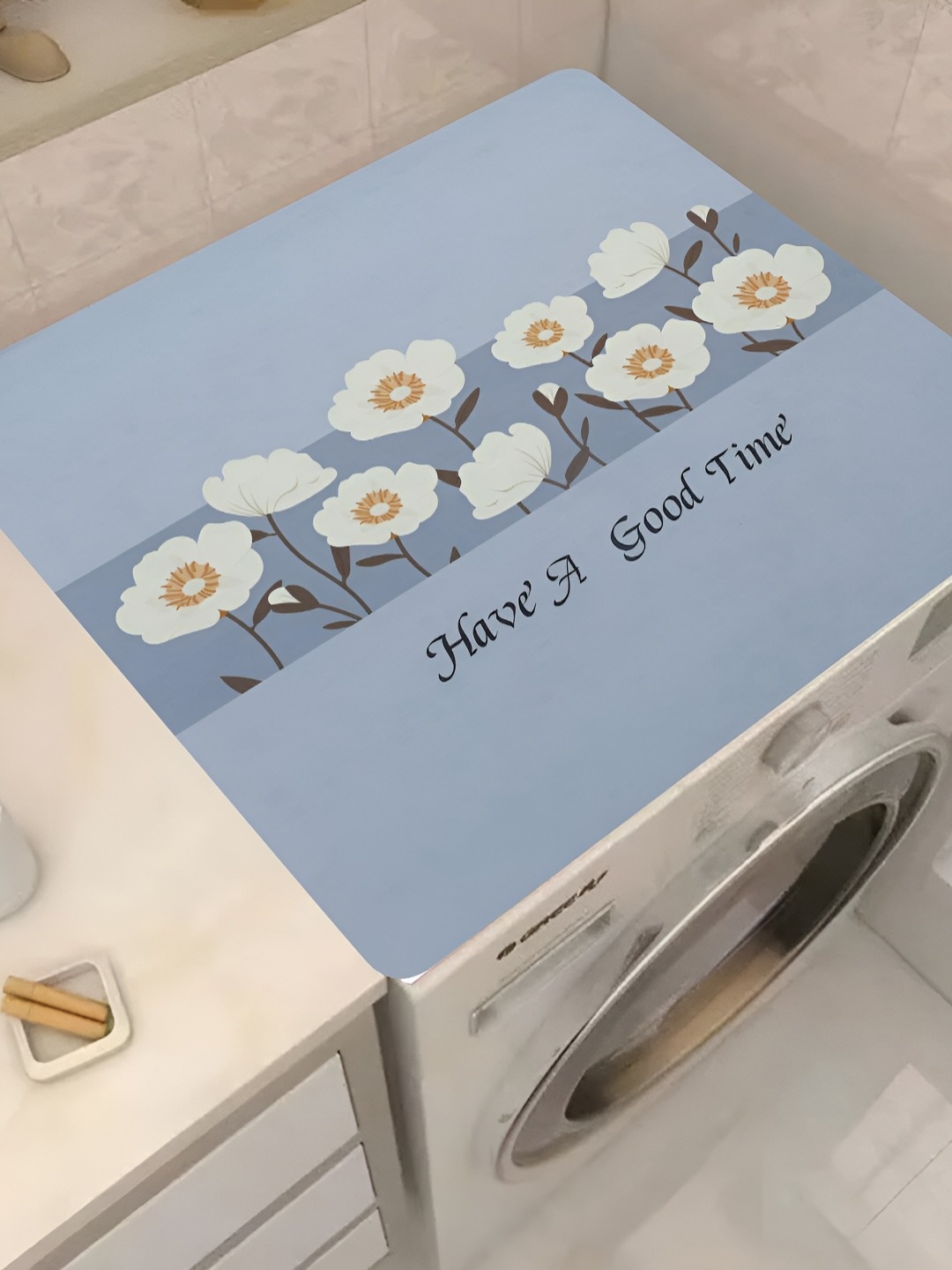 

Homecloud Grey & White Quote Printed Waterproof Washing Machine Cover