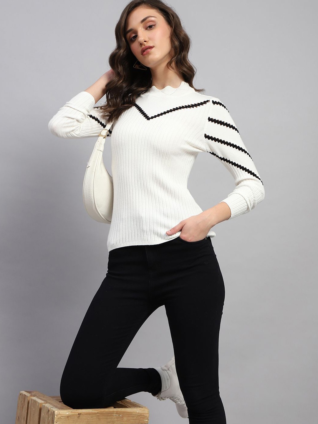 

Monte Carlo Women Woollen Pullover, White