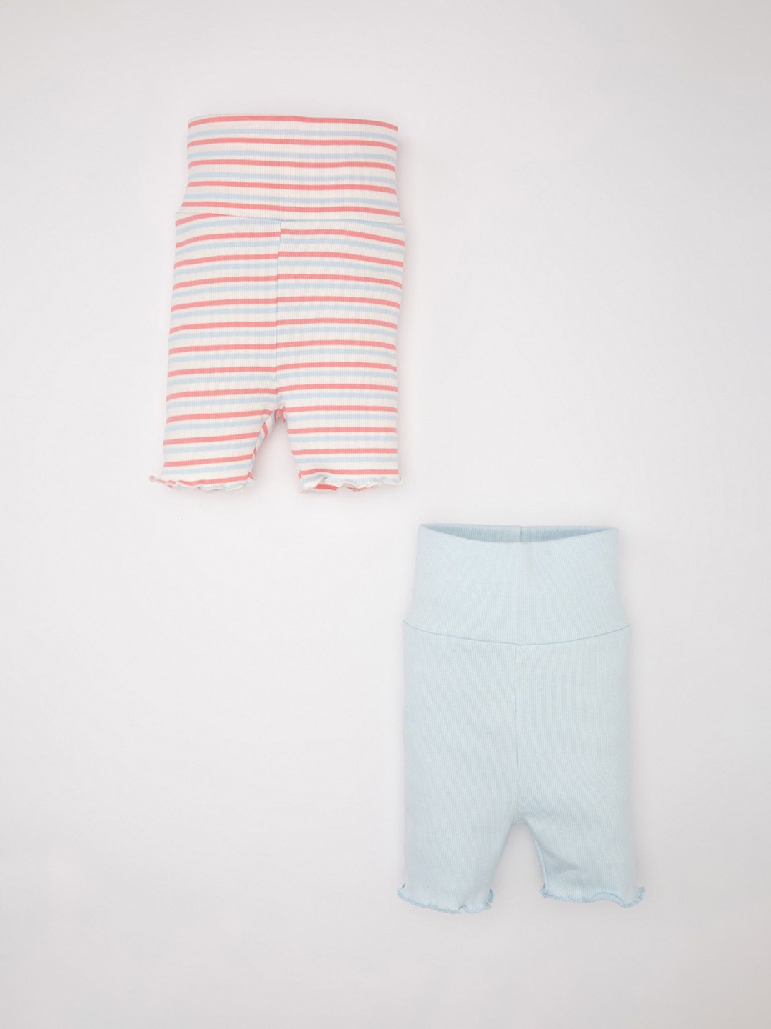 

DeFacto Girls Pack Of 2 Cotton Regular Fit Striped Shorts, Red