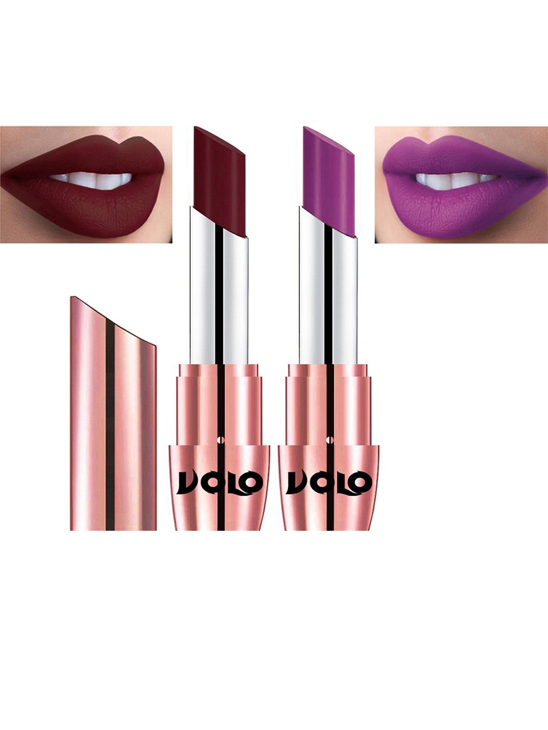 

VOLO Set Of 2 Creme Matte Lipstick-3.5 g Each-642-Purple 648-Maroon