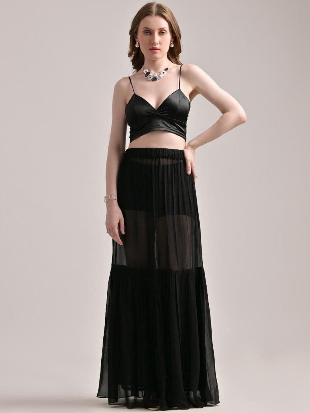 

The Samoa High Waist Maxi Flared Skirt, Black