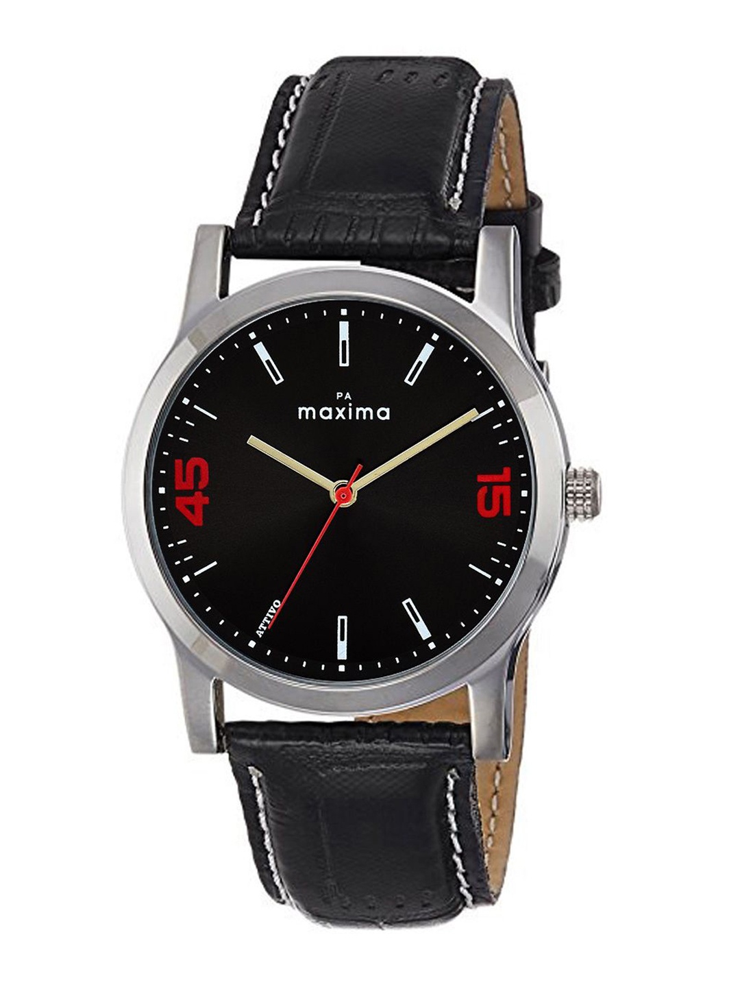 

maxima Men Printed Dial & Leather Straps Analogue Watch O-68061LMGI, Black
