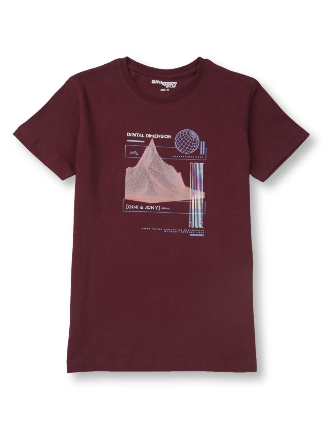

Gini and Jony Boys Graphic Printed Round Neck Cotton T-shirt, Maroon