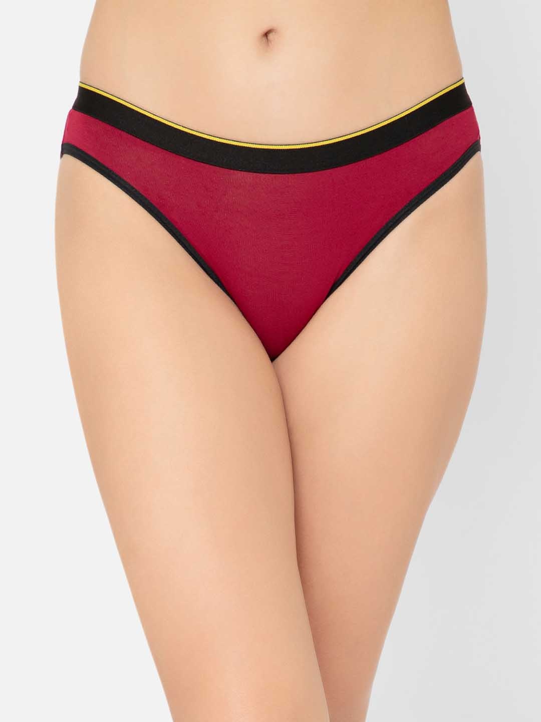 

bummer Women Solid Micro Modal Gelada Mid Rise Bikini Brief, Maroon