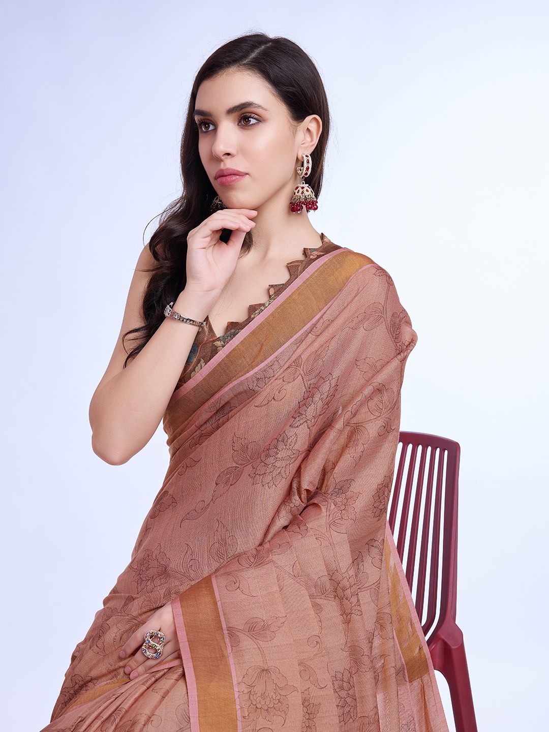 

all about you Floral Saree, Orange