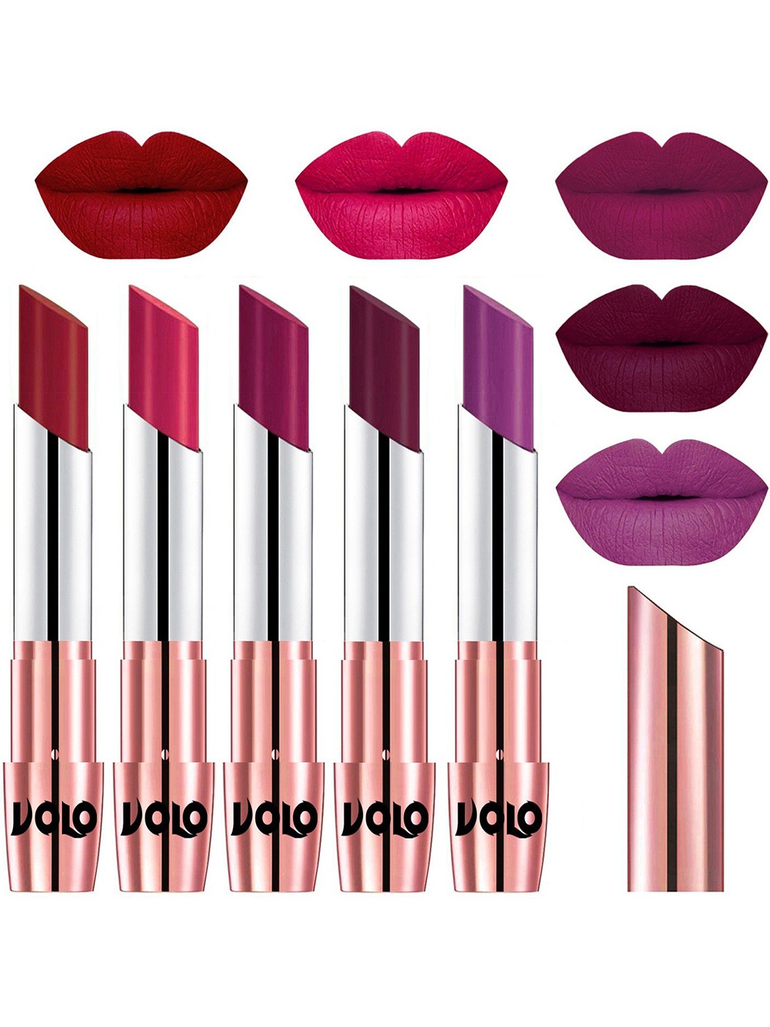 

VOLO Set Of 5 Creme Matte Lipstick - 3.5g Each - 43-44-45-47-48, Multi