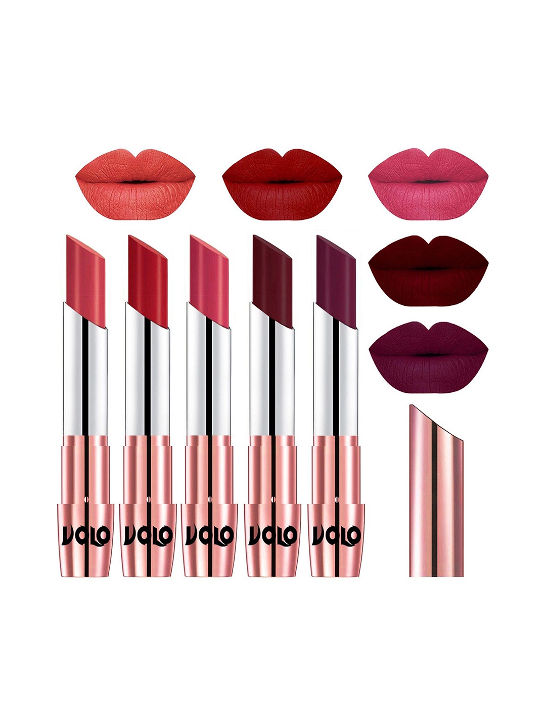 

VOLO Set Of 5 Creme Matte Lipstick - 3.5g Each - 33-40-41-42-47, Multi