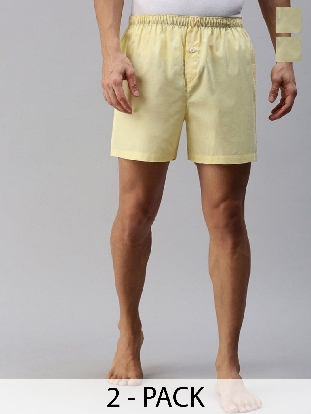 

Unibro Pack Of 2 Cotton Breathable Boxers UBSHORTS_WS2, Yellow