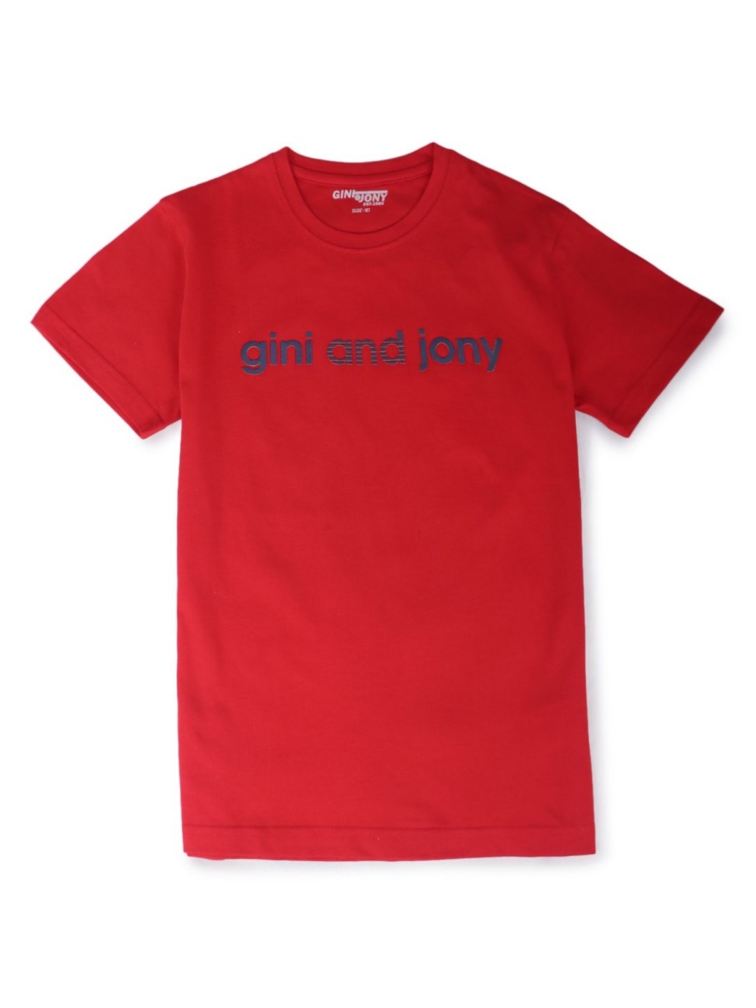 

Gini and Jony Boys Brand Logo Printed Round Neck Cotton T-shirt, Red