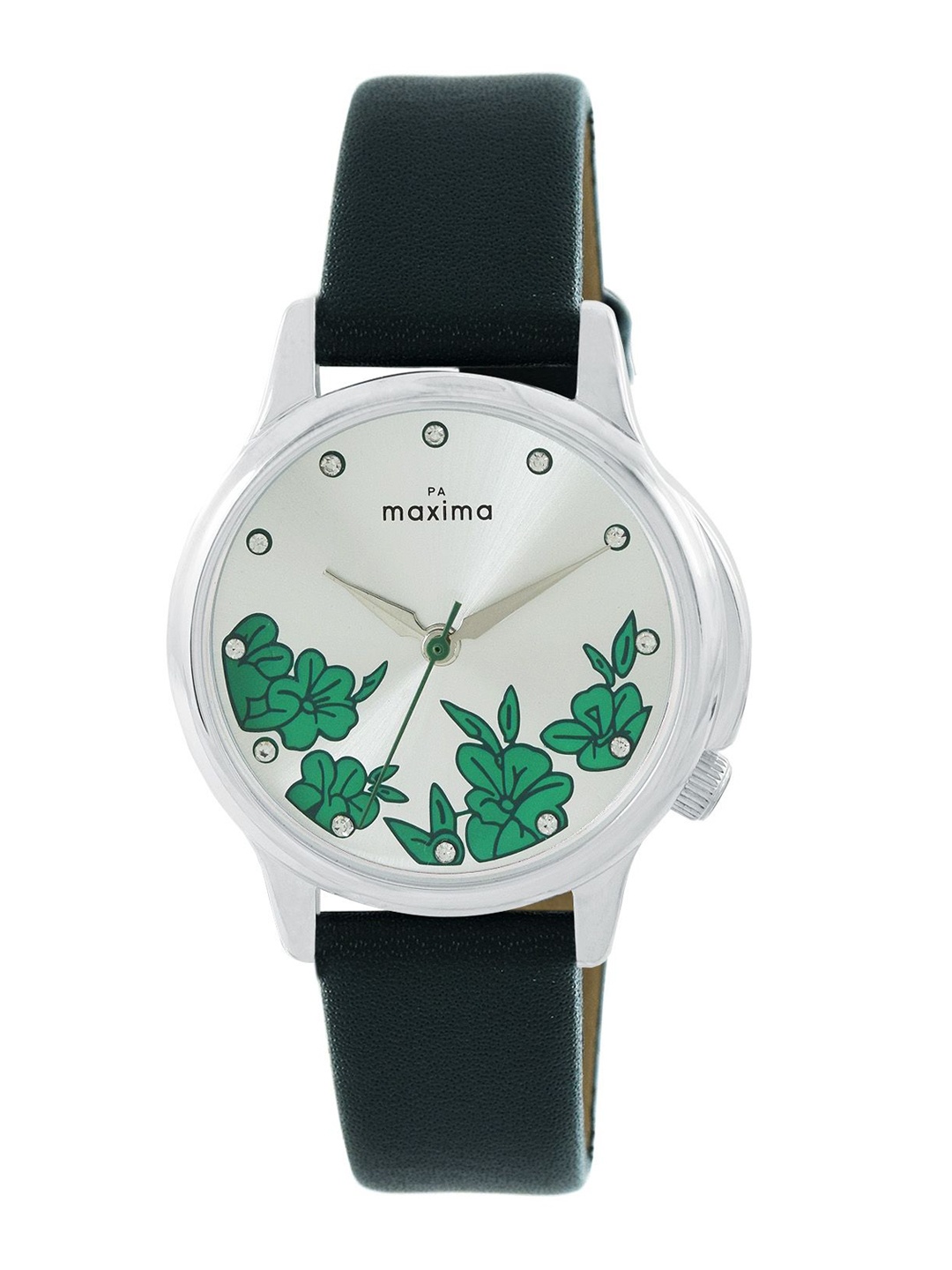 

maxima Women Printed Dial & Leather Straps Analogue Watch 68383LMLI, Silver