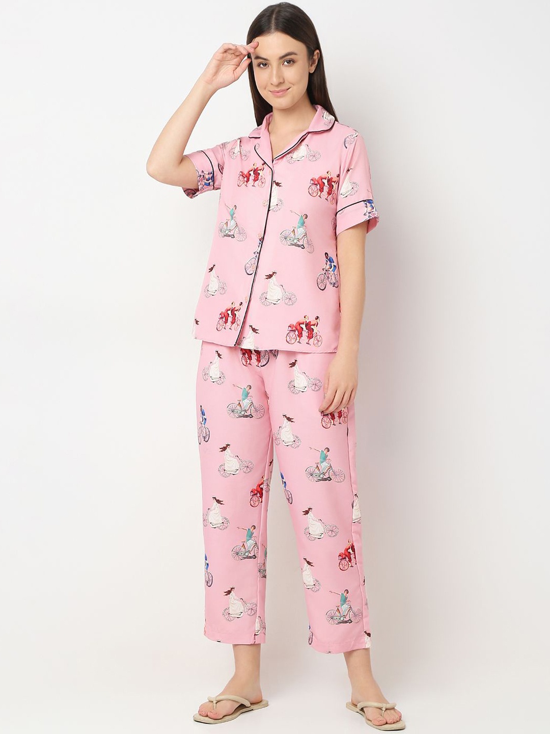 

Smarty Pants Women Printed Night suit, Rose gold