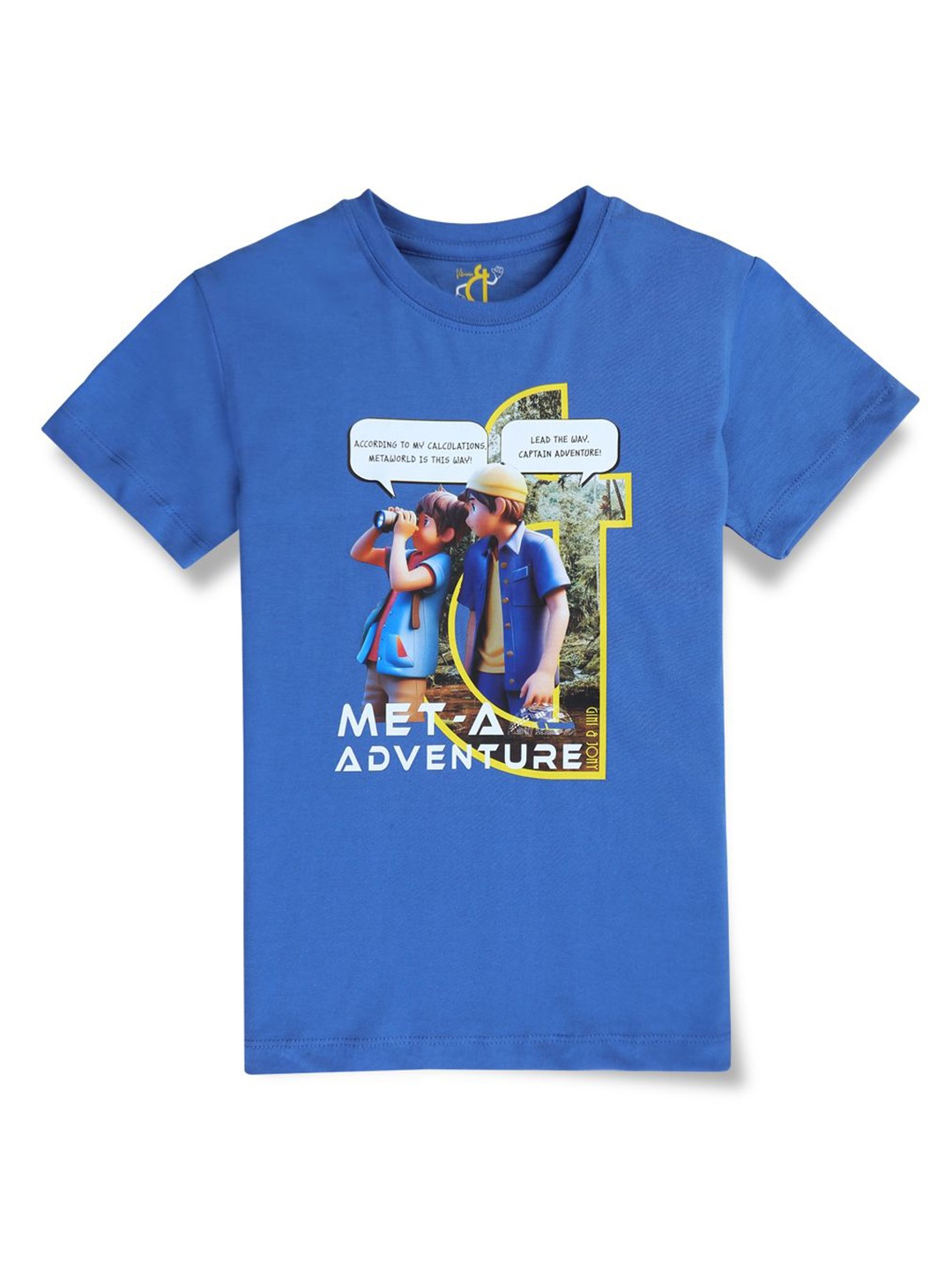 

Gini and Jony Boys Graphic Printed Round Neck Cotton T-shirt, Blue