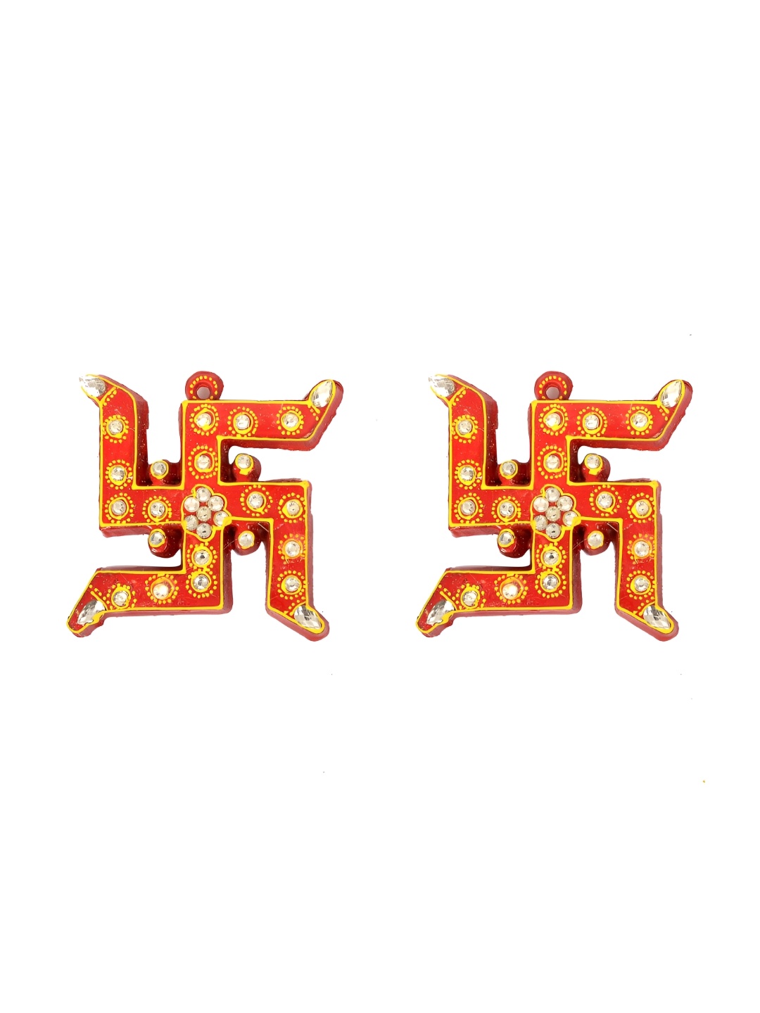 

BAISA Red 2 Piece Wooden Swastik Hanging Garlands Festive Decor