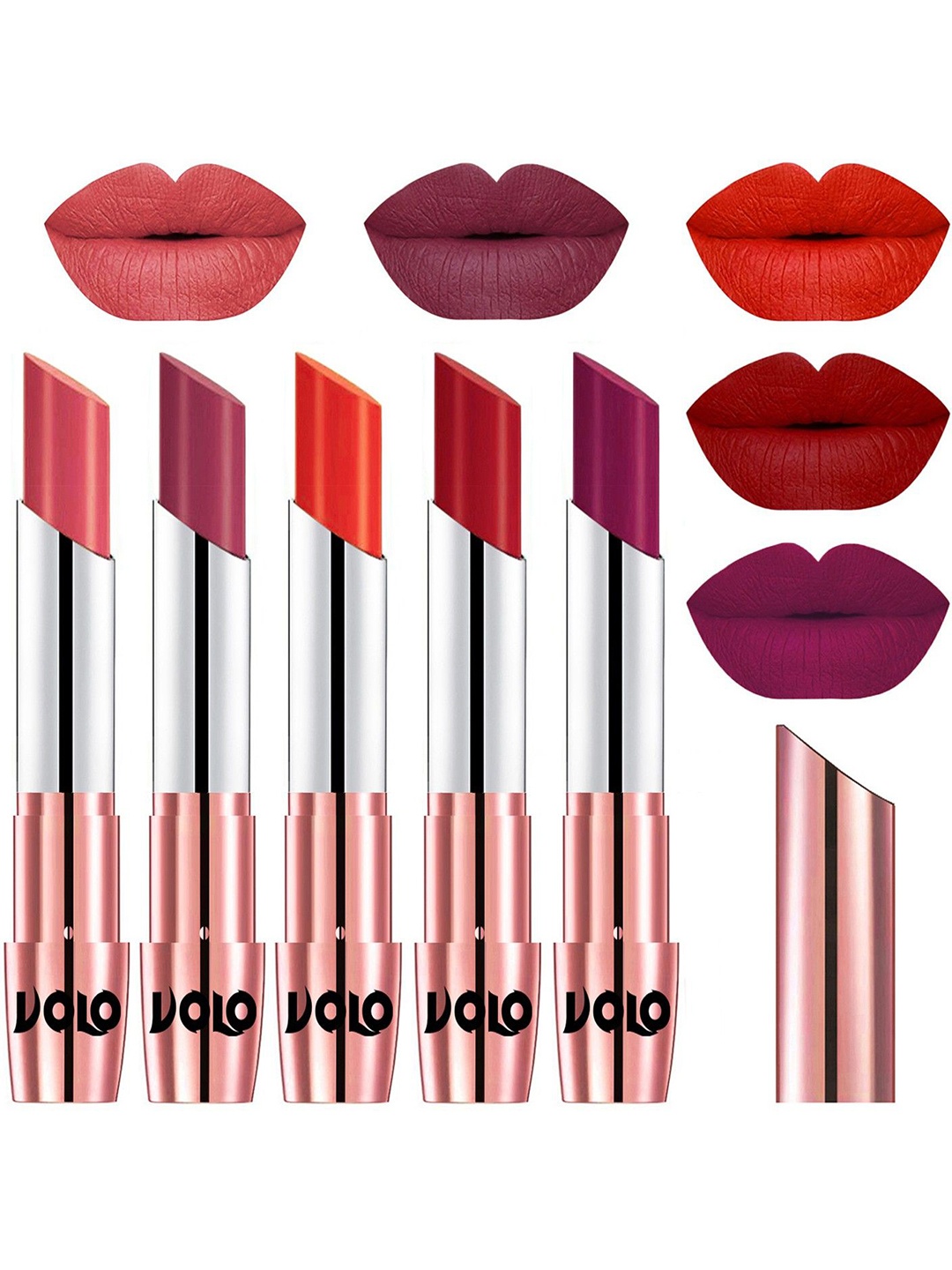 

VOLO Set Of 5 Creme Matte Lipstick - 3.5g Each - 37-38-39-40-45, Multi