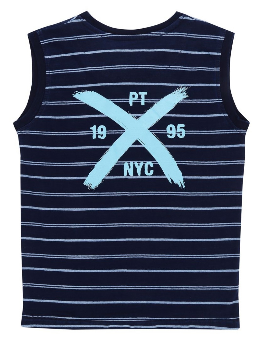 

Palm Tree Boys Striped Round Neck Cotton T-shirt, Navy blue