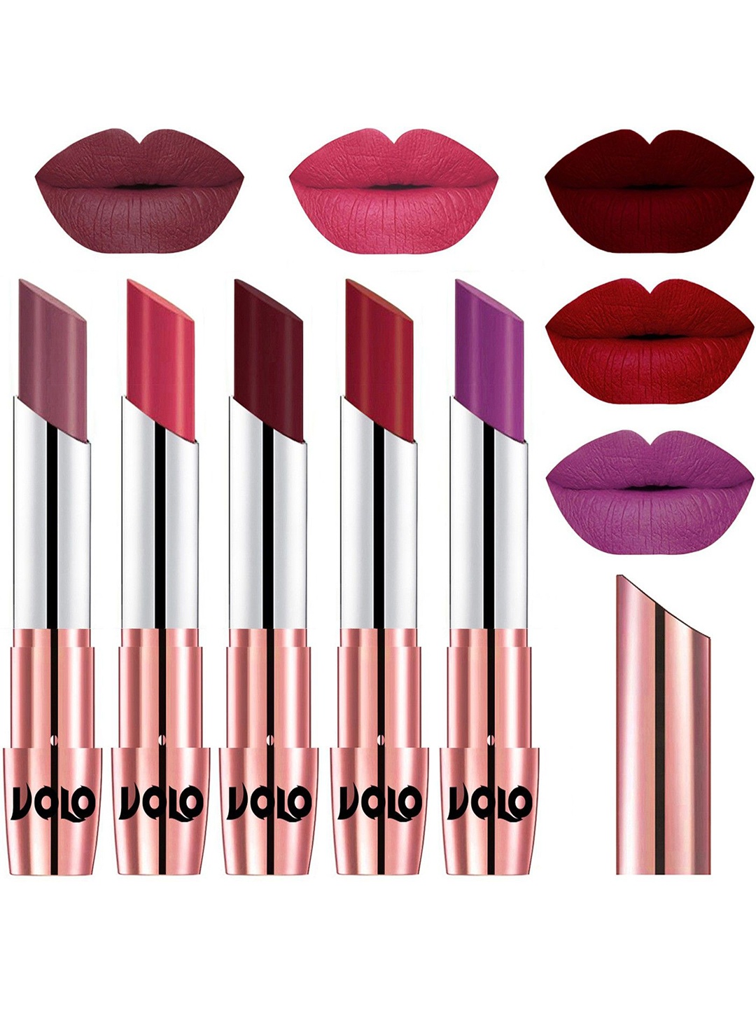 

VOLO Set Of 5 Creme Matte Lipstick - 3.5g Each - 36-41-42-43-48, Multi