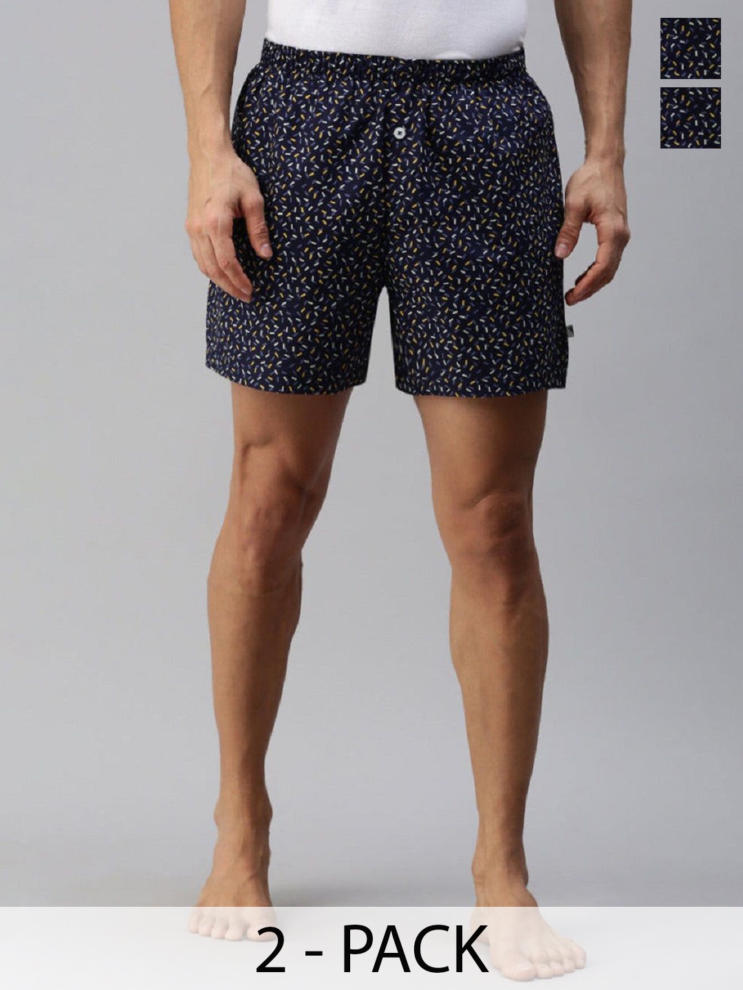 

Unibro Men Pack Of 2 Printed Boxers UBSHORTS_WS8, Navy blue