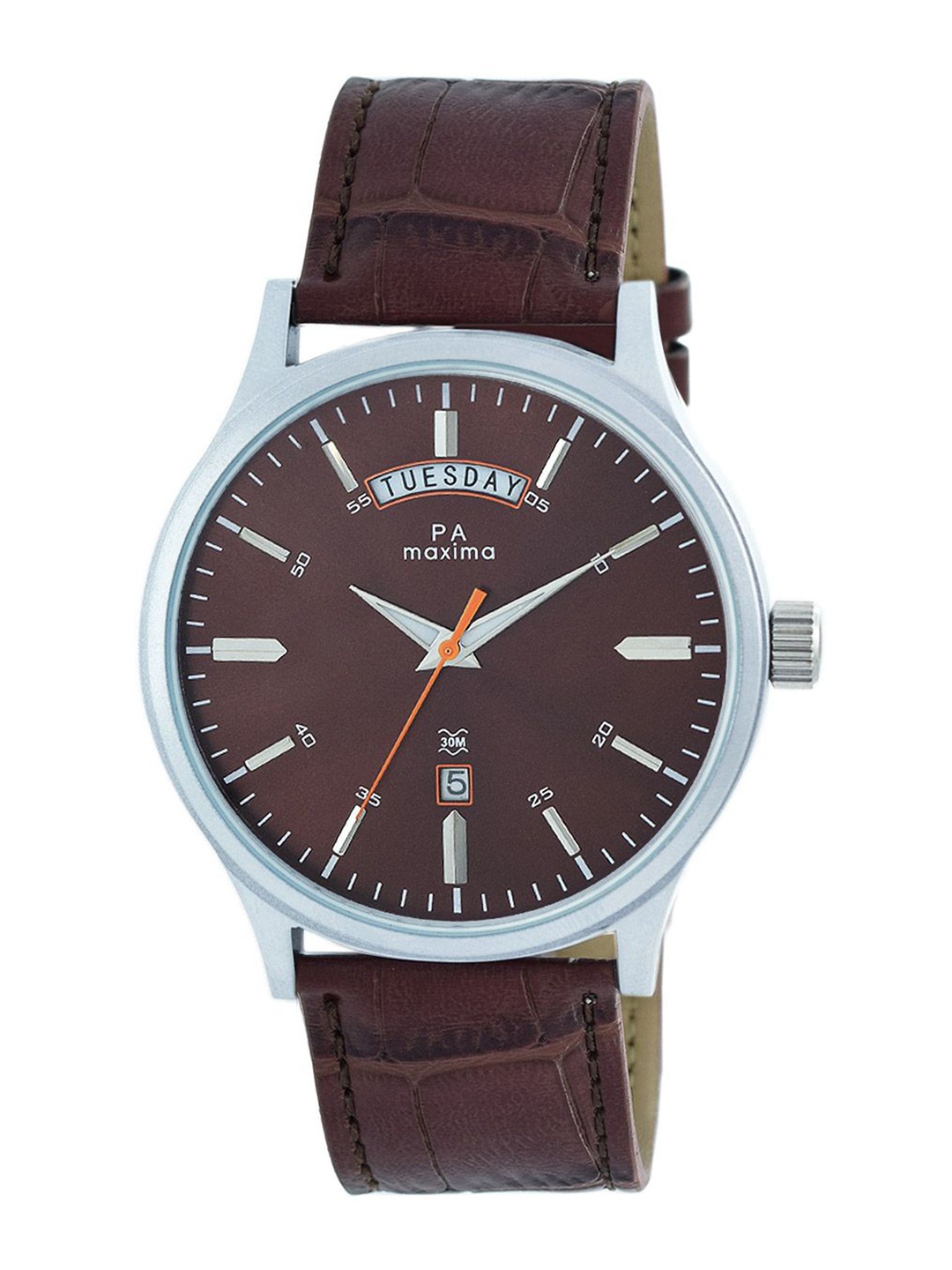 

maxima Men Dial & Leather Straps Analogue Watch 54114LMGI, Brown