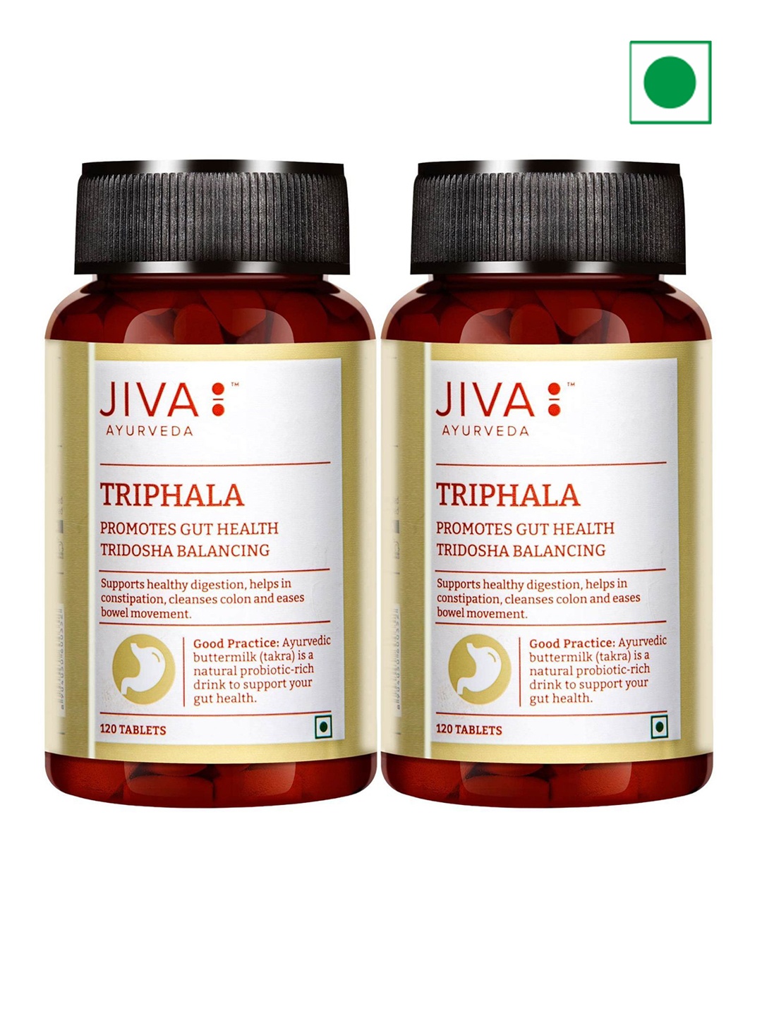

Jiva Set Of 2 Triphala Tablet Improves Digestion & Hair Issues - 120 Tablets Each, White