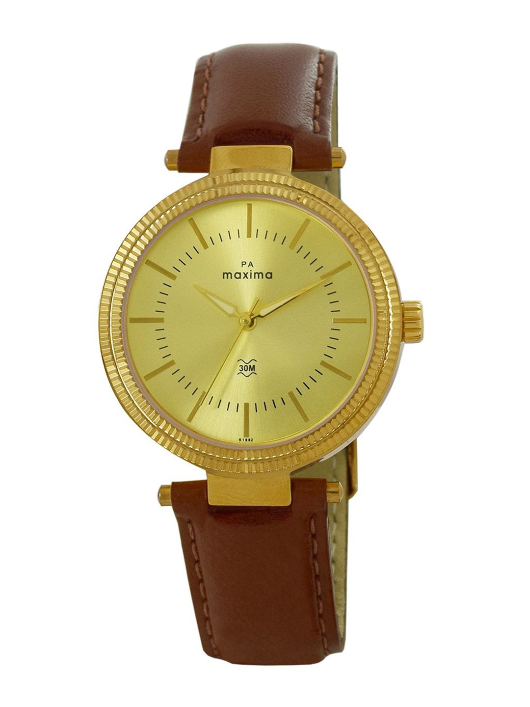 

maxima Women Dial & Leather Straps Analogue Watch 61982LMLY, Gold
