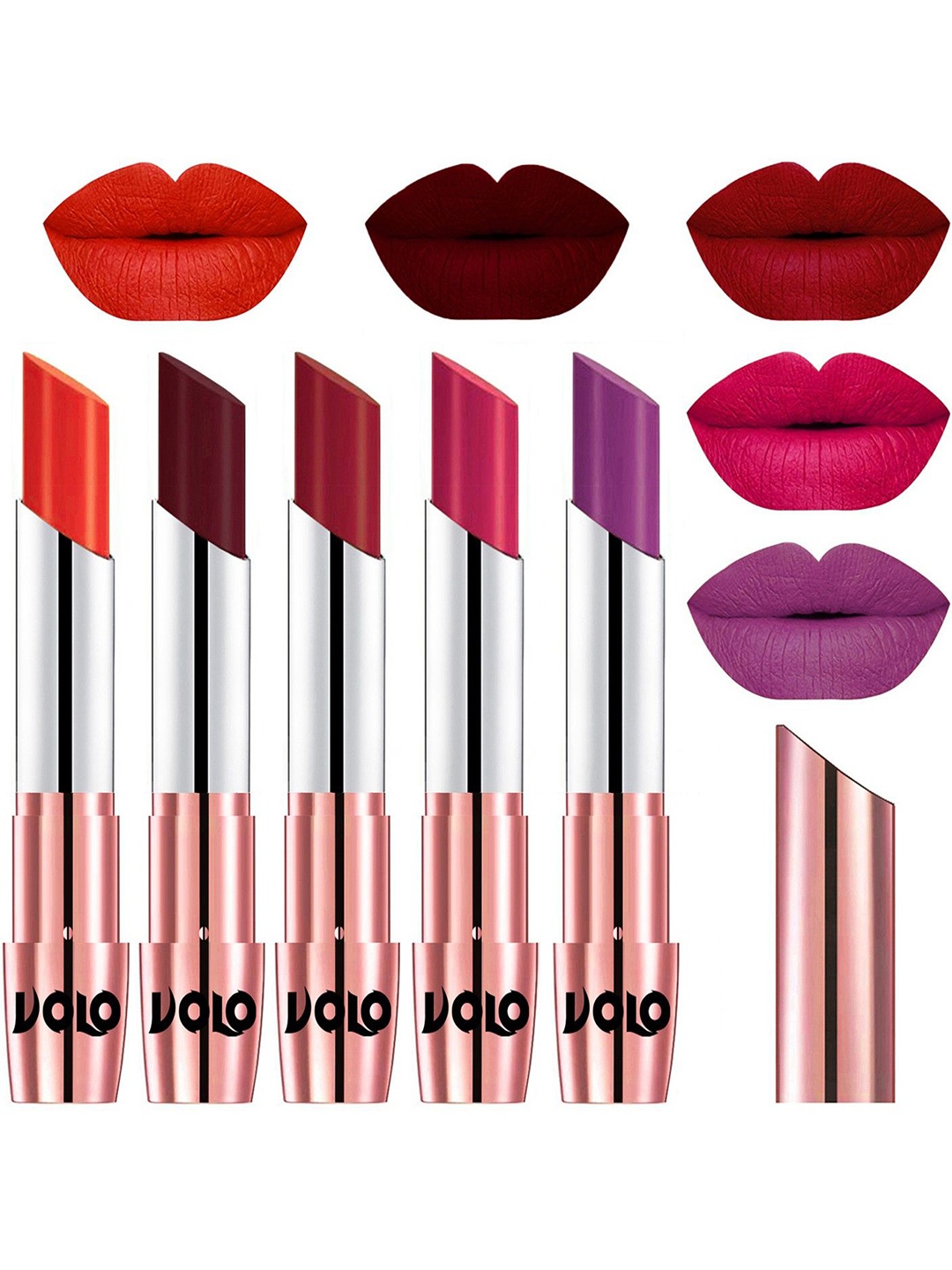 

VOLO Set Of 5 Creme Matte Lipstick - 3.5 g Each - 39-42-43-44-48, Multi