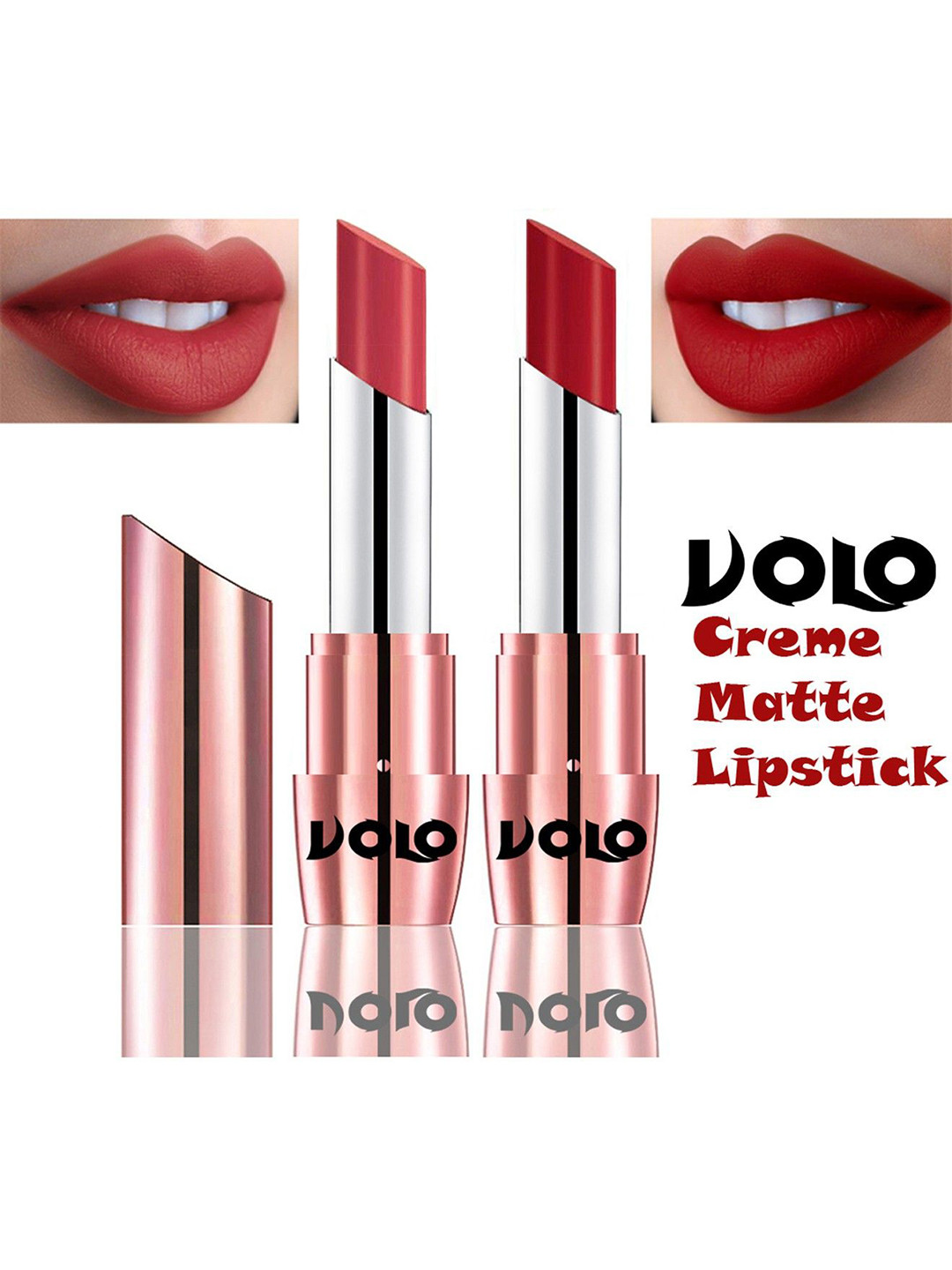 

VOLO Set Of 2 Creamy Matte Lipstick With Vitamin E-3.5 g Each-Tomato Red 633-Peach-640