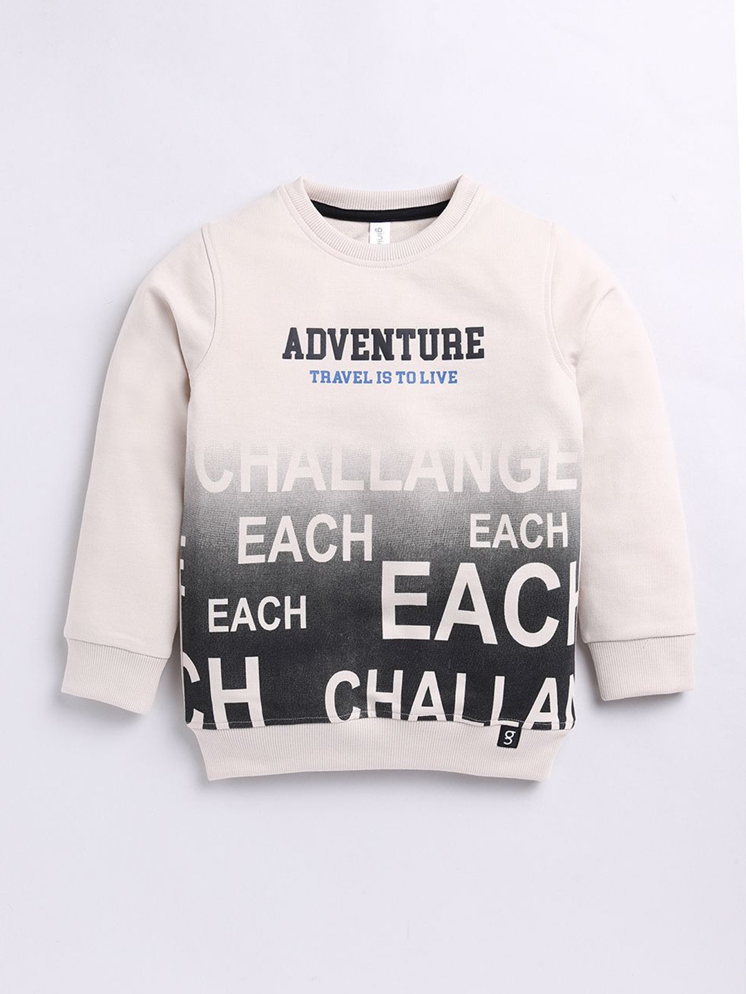 

Ginie Boys Typography Printed Round Neck Sweatshirt, Beige