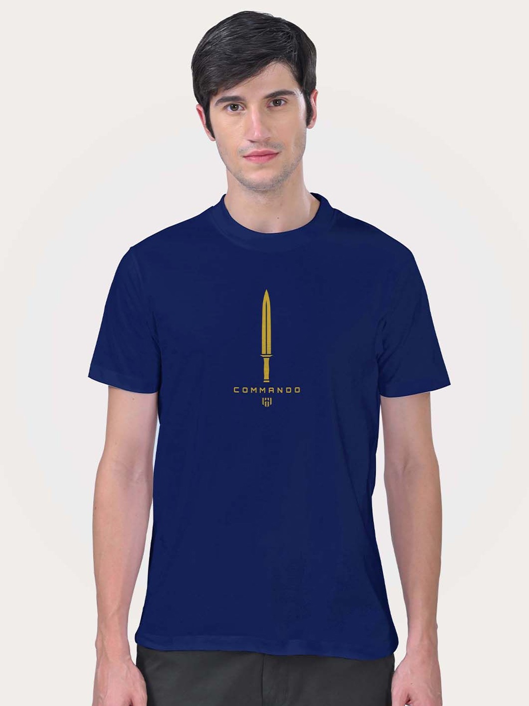

Aero Armour Unisex Graphic Printed Round Neck Cotton T-shirt, Navy blue