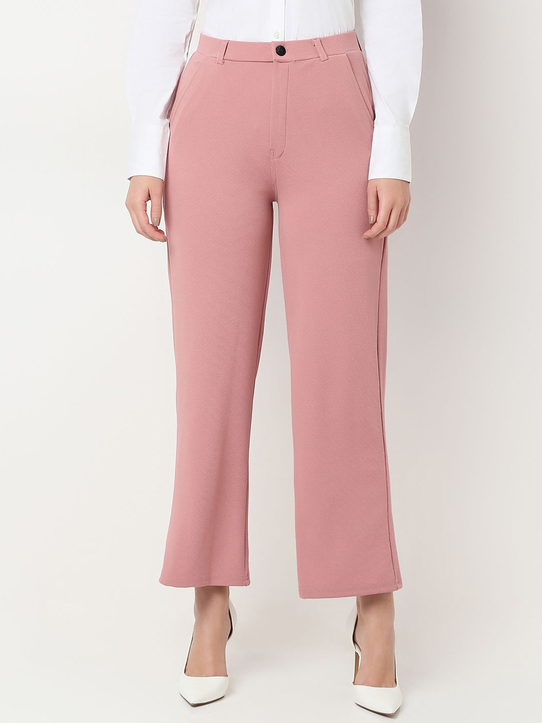 

Smarty Pants Women Comfort Flared Lint Free Formal Trousers, Rose gold