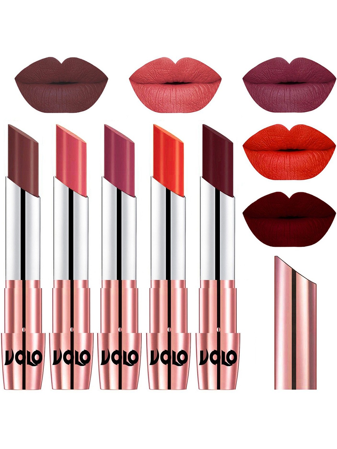 

VOLO Set Of 5 Creme Matte Lipstick - 3.5 g Each - 34-37-38-39-42, Multi