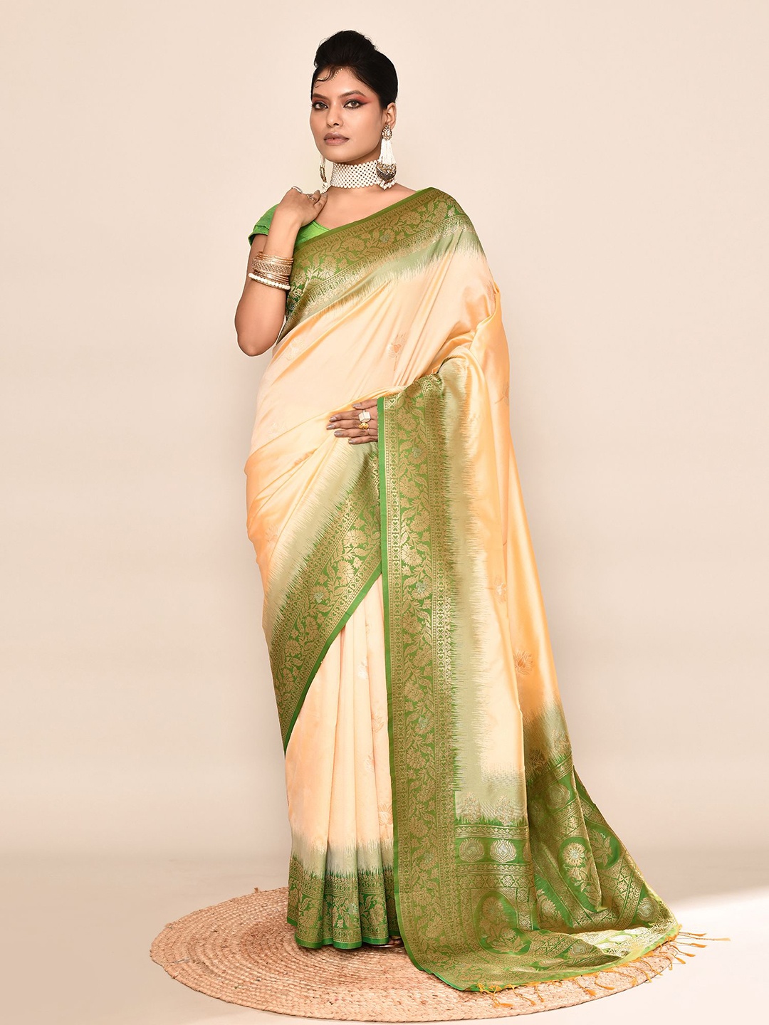 

elora Woven Design Zari Banarasi Saree, Yellow