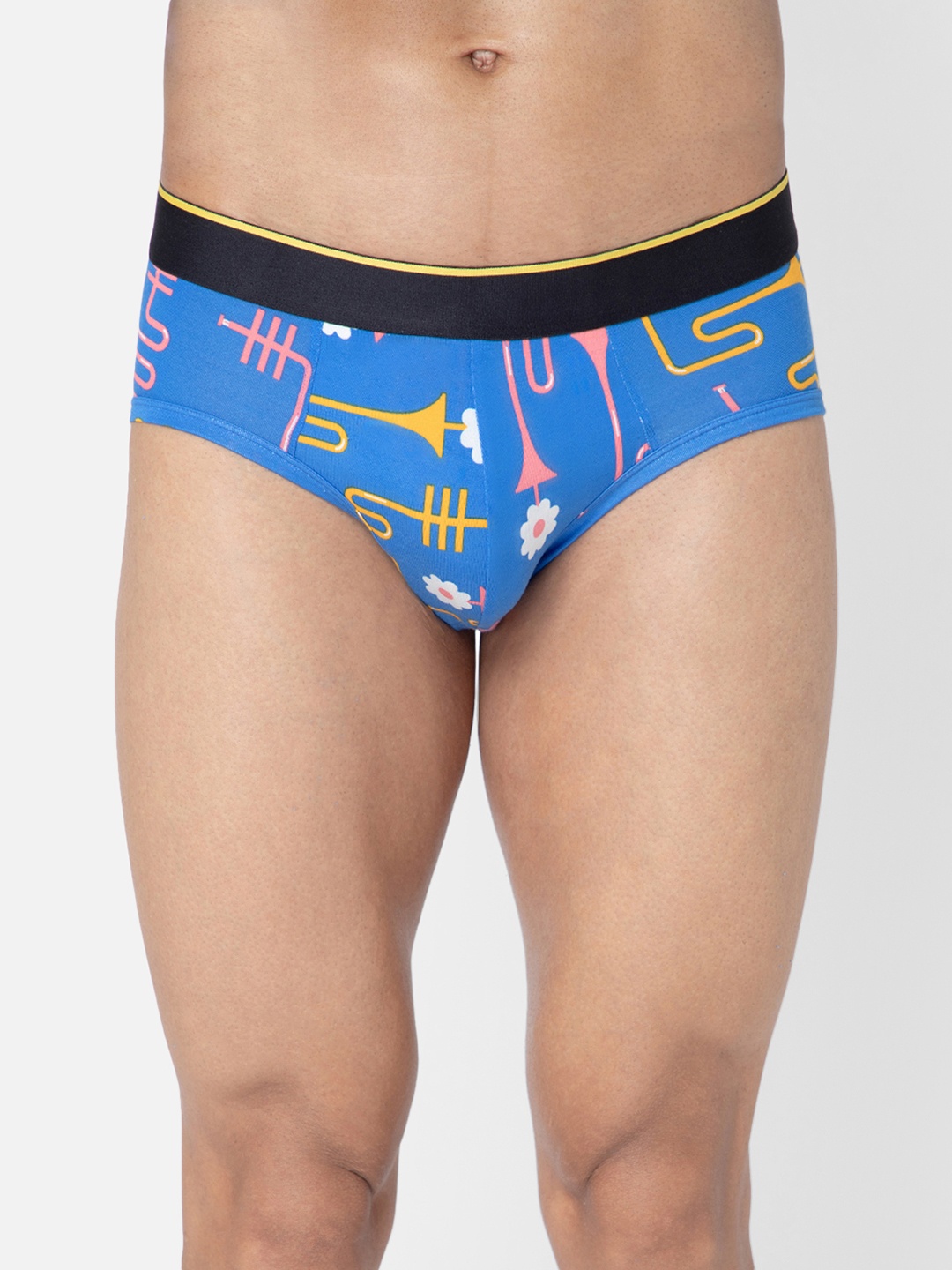 

Bummer Men Printed Micro Modal Dixie Blues Mid Rise Basic Brief, Blue